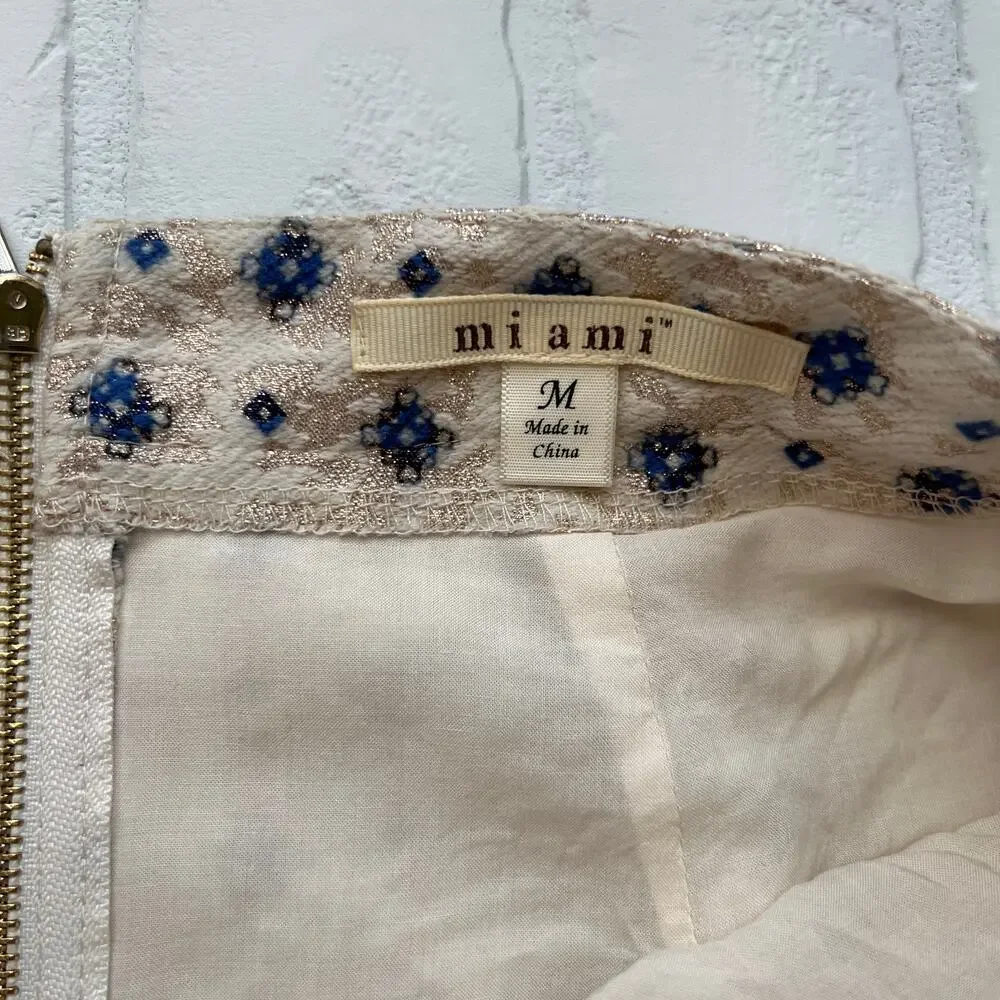 Miami Tulip Style Beaded Cream and Gold tapestry Skirt casual or dressy - sz M - Picture 4 of 6